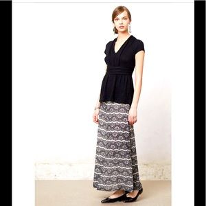 Anthropologie Meadow Rue Chantilly Lace Print Maxi Skirt Medium